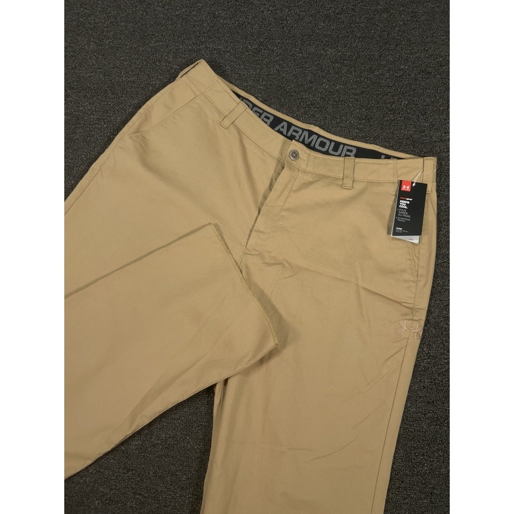 New Under Armour Pants Men's 40 (Fits 40x38) Khaki‎ Golf Performance Heat Gear
